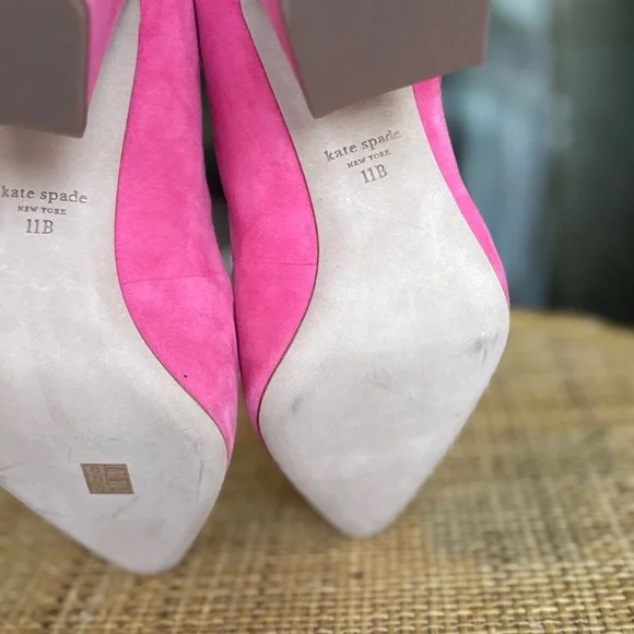 KATE ♠️ SPADE Elegant Pink Suede Mary Jane Heels - Picture 11 of 15